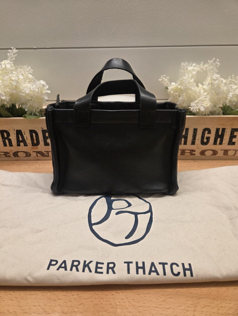 Parker Thatch Micro Mimi Black Leather Top Handle Bag